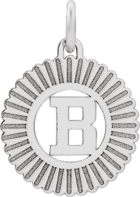 10K Gold Initial B Pendant - White Gold