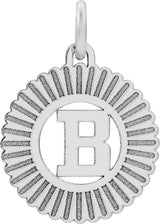 14K Gold Initial B Pendant - White Gold