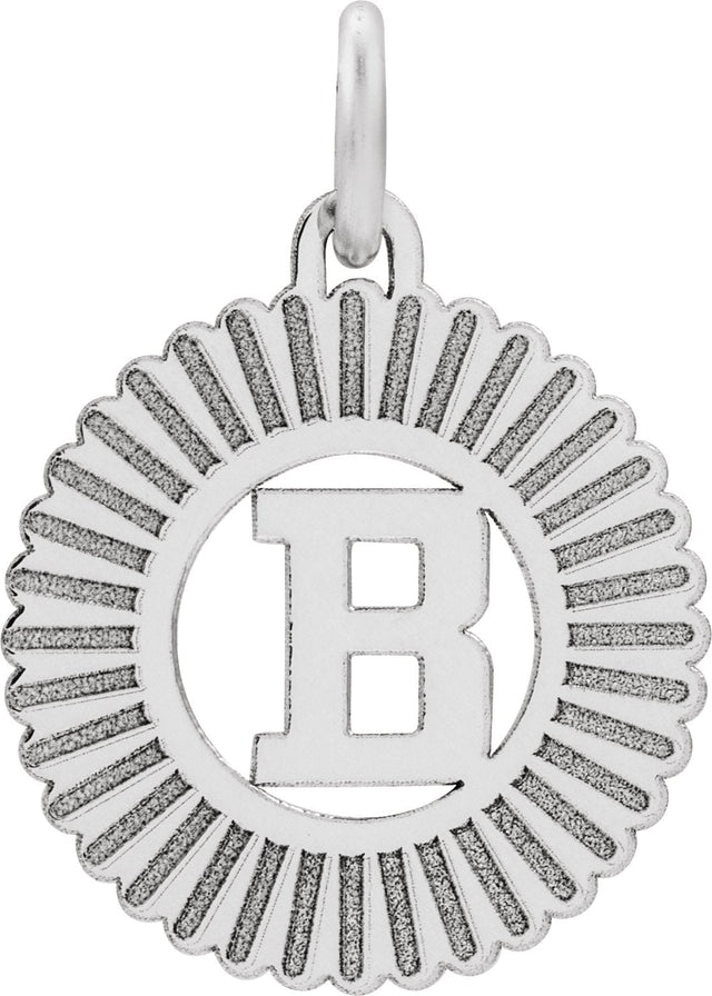 14K Gold Initial B Pendant - White Gold