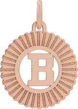 14K Gold Initial B Pendant - Rose Gold