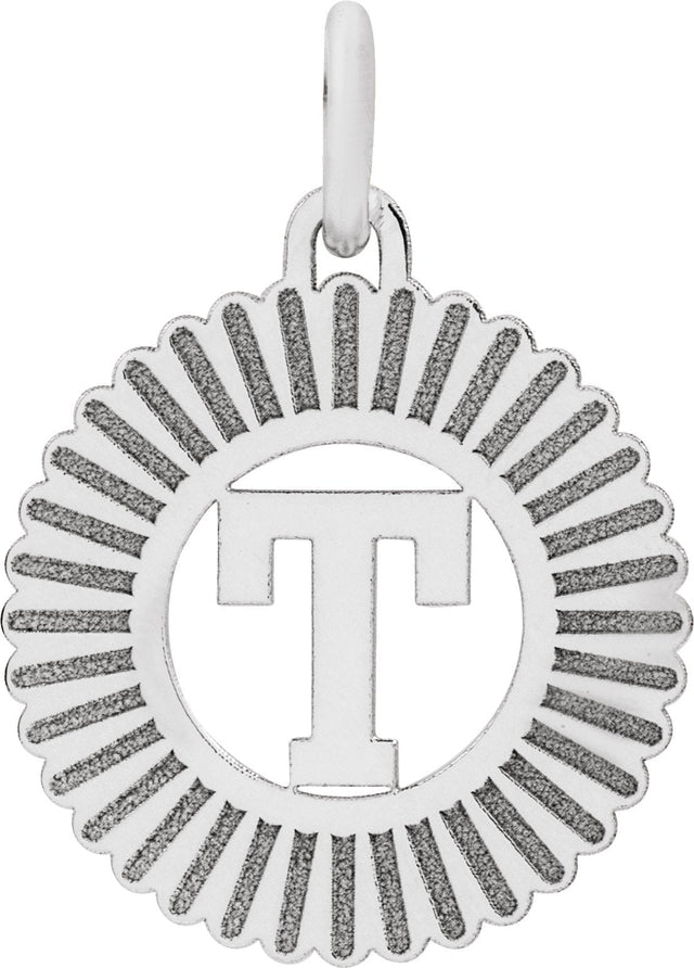 10K Gold Initial T Pendant - White Gold