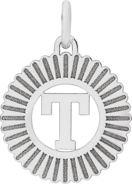 14K Gold Initial T Pendant - White Gold