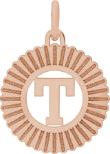 14K Gold Initial T Pendant - Rose Gold