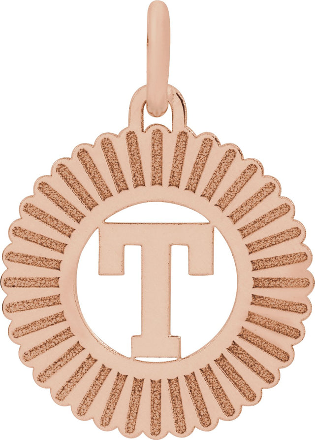 14K Gold Initial T Pendant - Rose Gold