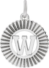 14K Gold Initial W Pendant - White Gold