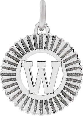 10K Gold Initial W Pendant - White Gold