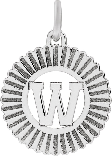 10K Gold Initial W Pendant - White Gold