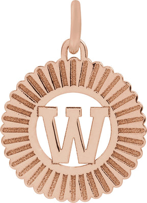14K Gold Initial W Pendant - Rose Gold