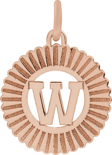 14K Gold Initial W Pendant - Rose Gold