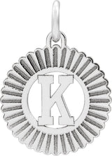 10K Gold Initial K Pendant - White Gold