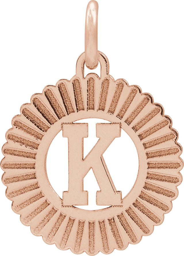 14K Gold Initial K Pendant - Rose Gold