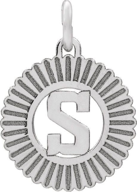 14K Gold Initial S Pendant - White Gold