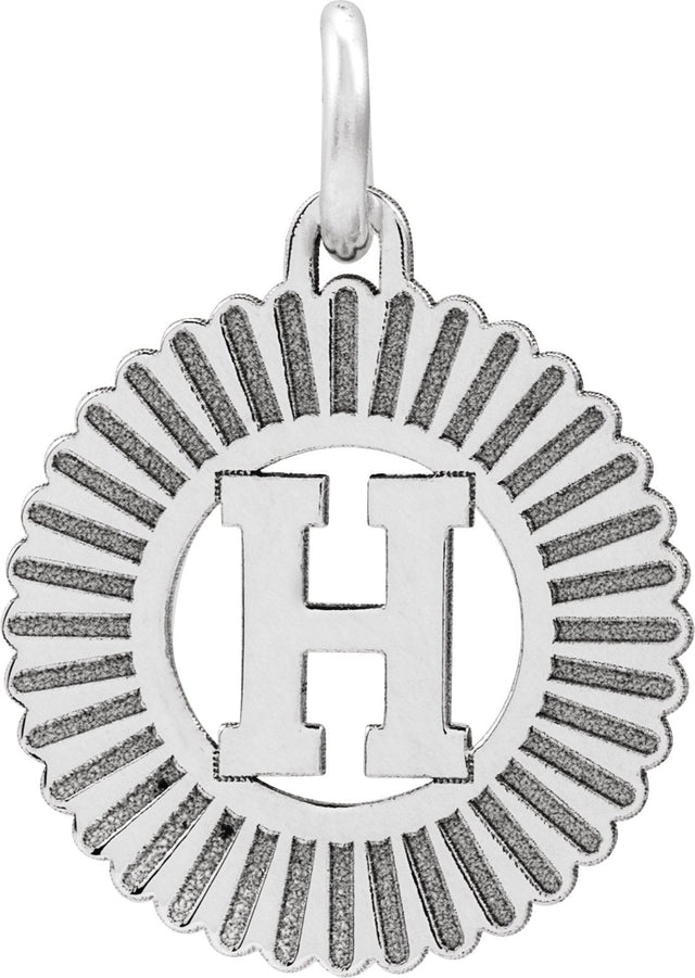 14K Gold Initial H Pendant - White Gold