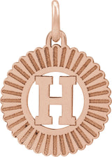 14K Gold Initial H Pendant - Rose Gold