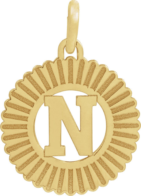 10K Gold Initial N Pendant - Yellow Gold