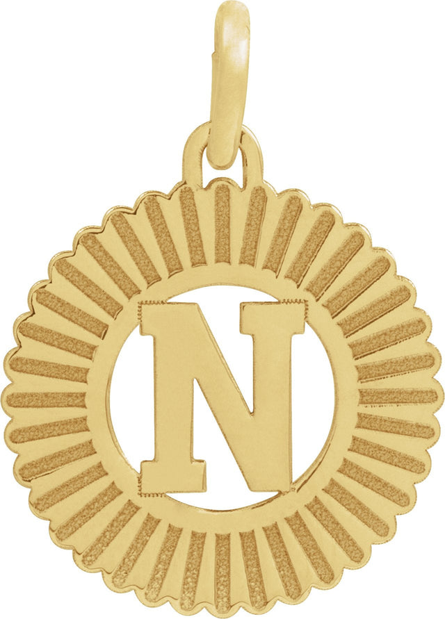 10K Gold Initial N Pendant - Yellow Gold