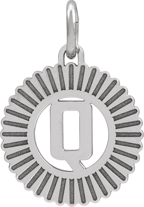 10K Gold Initial Q Pendant - White Gold