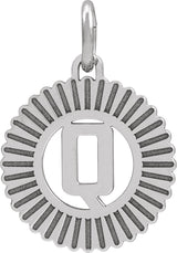 14K Gold Initial Q Pendant - White Gold