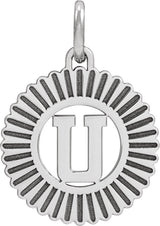 14K Gold Initial U Pendant - White Gold