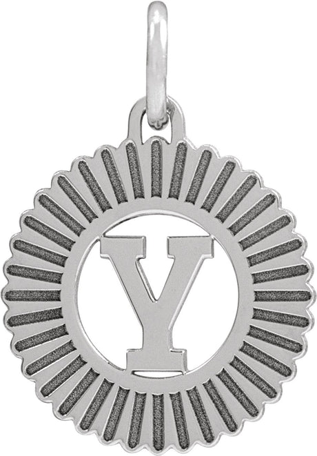 14K Gold Initial Y Pendant - White Gold