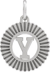 10K Gold Initial Y Pendant - White Gold