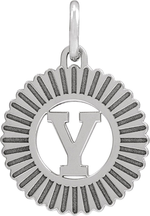 10K Gold Initial Y Pendant - White Gold