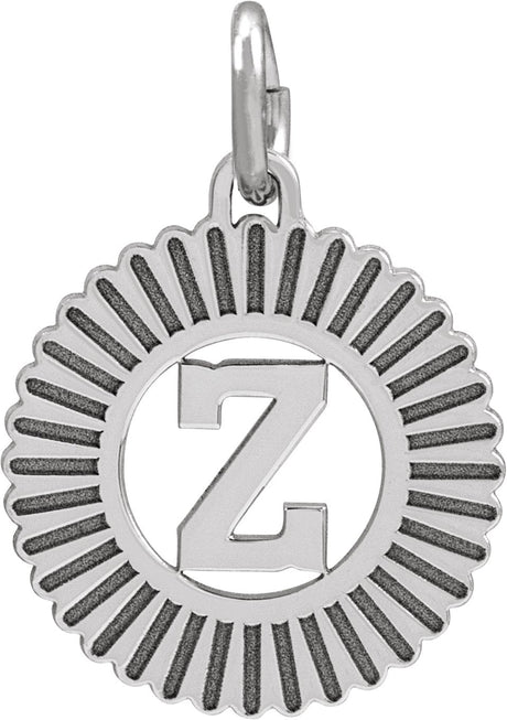 10K Gold Initial Z Pendant - White Gold