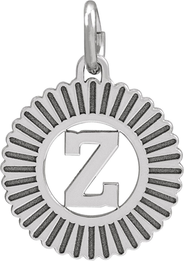 14K Gold Initial Z Pendant - White Gold
