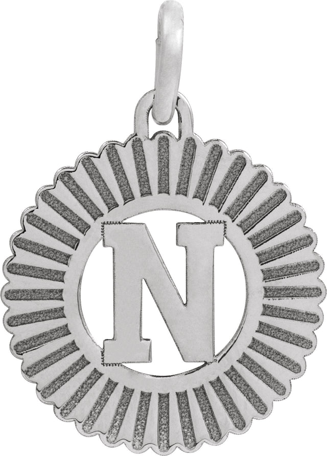 10K Gold Initial N Pendant - White Gold