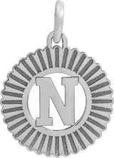 14K Gold Initial N Pendant - White Gold