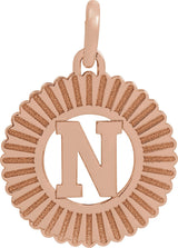 14K Gold Initial N Pendant - Rose Gold