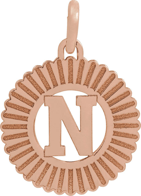 14K Gold Initial N Pendant - Rose Gold