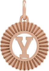 14K Gold Initial Y Pendant - Rose Gold