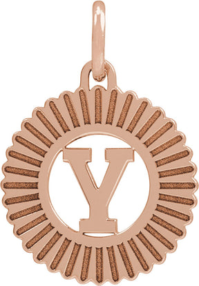 14K Gold Initial Y Pendant - Rose Gold