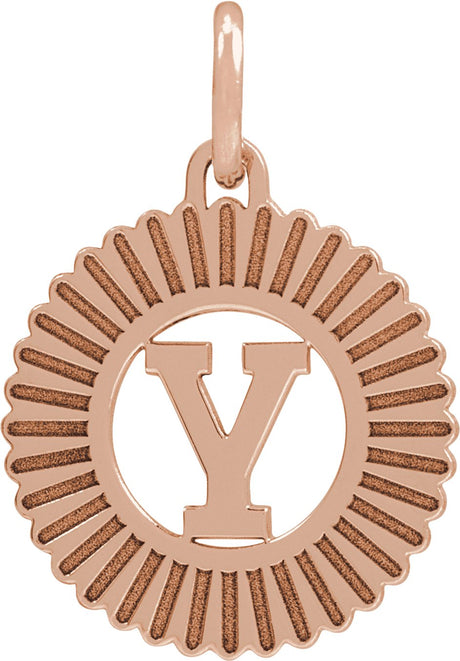 14K Gold Initial Y Pendant - Rose Gold