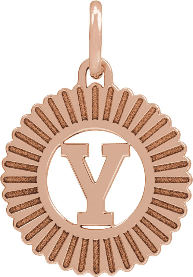 14K Gold Initial Y Pendant - Rose Gold