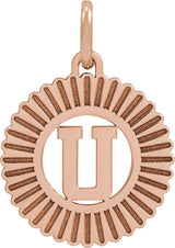 14K Gold Initial U Pendant - Rose Gold