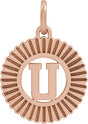 14K Gold Initial U Pendant - Rose Gold