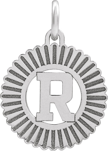 14K Gold Initial R Pendant - White Gold