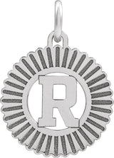 10K Gold Initial R Pendant - White Gold