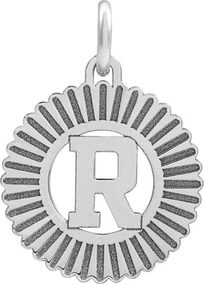 10K Gold Initial R Pendant - White Gold