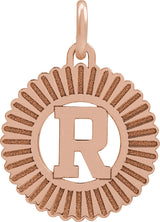 14K Gold Initial R Pendant - Rose Gold