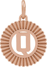14K Gold Initial Q Pendant - Rose Gold