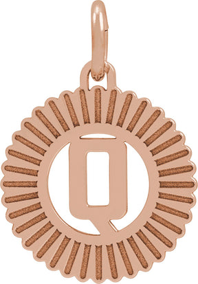 14K Gold Initial Q Pendant - Rose Gold