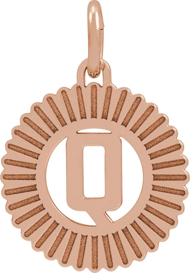 14K Gold Initial Q Pendant - Rose Gold