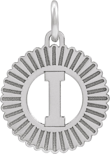 10K Gold Initial I Pendant - White Gold