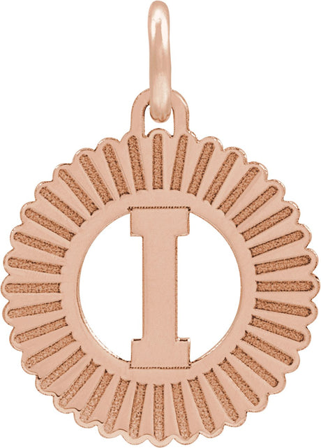 14K Gold Initial I Pendant - Rose Gold