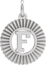 14K Gold Initial F Pendant - White Gold