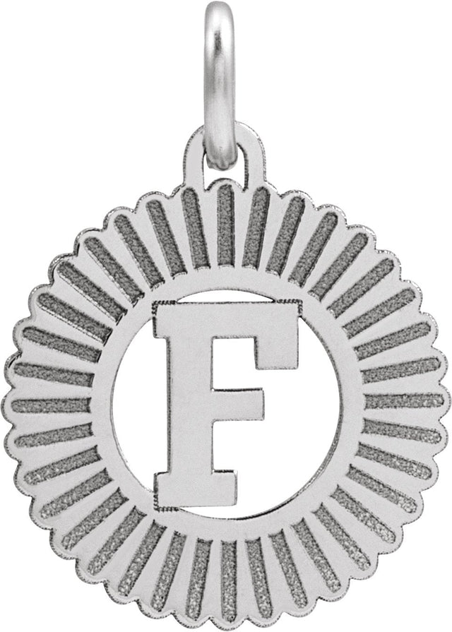 14K Gold Initial F Pendant - White Gold