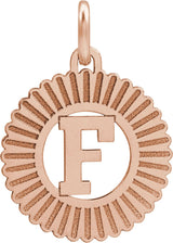 14K Gold Initial F Pendant - Rose Gold